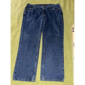 Berkley Jensen Jeans Mens 42x30 Blue Denim Straight Dark Wash Outdoors